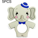👉 Bijtring grijs siliconen active baby's peuters 5 STKS food grade bijtringen DIY dier baby peuter speelgoed (grijs)