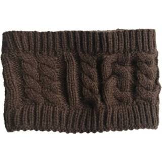 👉 Muts wol active vrouwen Dames Herfst / Winter Topless Twist Gebreide Warme Hoofdband Oorwarmers (Koffie)