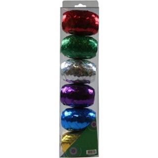 👉 One Size meerkleurig Cadeau versiering lint gekleurd - 6x 10 meter kado krullint 8719538506695