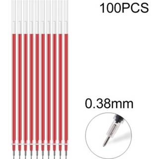 👉 Inkt cartridge rood gel vulling active 100 STKS Neutrale Pen 0.38mm Bullet Refill (Naaldpunt Van Rood)