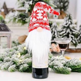 👉 Kerstversiering active mannen 6 STKS Gebreide Muts Bos Oude Man Wijnset Anonieme Pop Wijnhoes Wijnfles Decoratie (A)