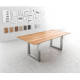 👉 Eettafel roestvrijstalen DELIFE Edge 200x100 acacia natuur roestvrijstaal breed Zwitserse rand 4251487141229