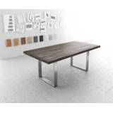 👉 Eettafel platina roestvrijstalen XL DELIFE Edge 200x100 acacia roestvrijstaal smal 4251487141762
