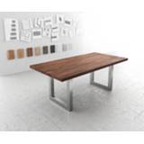 👉 Eettafel bruin roestvrijstalen XL DELIFE Edge 200x100 acacia roestvrijstaal breed 4251487141663