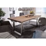 👉 Eettafel roestvrijstalen XL DELIFE Edge 200x100 sheesham natuur roestvrijstaal smal 4251487142202