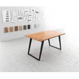 👉 DELIFE Eettafel Edge 140x90 acacia natuur metaal schuin Zwitserse rand