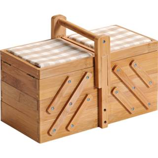 👉 Naai doos houten bamboe active hobby/knutsel naaidoos 16 x 29 19 cm