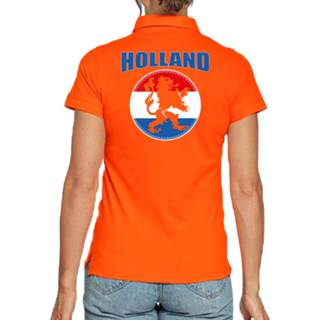 👉 Polo shirt active vrouwen oranje fan poloshirt / kleding Holland met leeuw EK/ WK voor dames