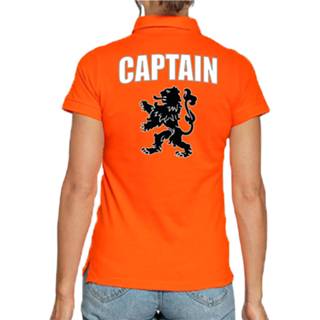 👉 Shirt active vrouwen oranje Holland fan polo t-shirt captain met leeuw voor dames