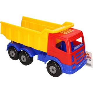 👉 Speelgoed auto active jongens blauwe geel rood auto's rood/geel/blauwe kiepwagen met laadklep voor 41 cm