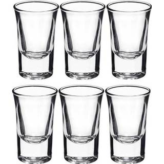 👉 Shotglas glas One Size transparant 18x shotglazen / borrelglaasjes - 35 ml rond borrelglas 8720147666830