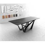 👉 Eettafel bruin zwart keramiek staal DELIFE Edge 180-220x90cm Laminam® middenpoot vlak 4251943816494