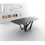 👉 Eettafel grijs zwart keramiek staal DELIFE Edge Bootsform 200x100cm Laminam® middenpoot vlak 4251943816425