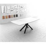 👉 Eettafel wit zwart keramiek DELIFE Edge Bootsform 200x100cm Laminam® middenpoot kruis 4251943815961