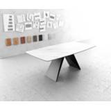 👉 Eettafel wit zwart keramiek DELIFE Edge Bootsform 200x100cm Laminam® V-middenpoot 4251943820774