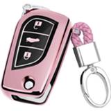 👉 Sleutelring roze l active TPU Een stuk Galvaniseren Opening Volledige Dekking Autosleutel Case met voor TOYOTA YARIS / COROLLA CAMRY VIOS HIGHLANDER (Roze)