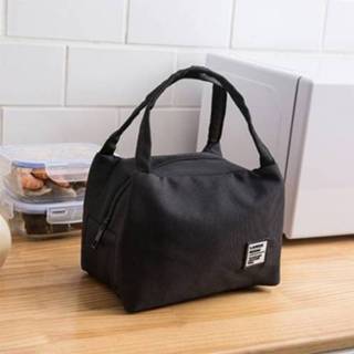 👉 Lunchtas zwart active Draagbare Thermisch geïsoleerde lunchbox Tote Koeltas Bento-zakje Lunchcontainer Schoolvoedselopslagzakken (zwart)