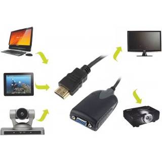 👉 Audiokabel zwart active computer vrouwen HDMI Male naar VGA vrouwelijke adapter met (zwart) 6922607337294