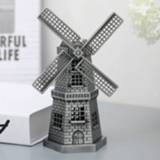 👉 Windmolen zilver active Metal Crafts Model Ornamenten Decoratie (Zilver)