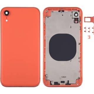 👉 Batterij oranje active Vierkant frame achterkant met SIM-kaarthouder en zijknoppen voor iPhone XR (oranje)