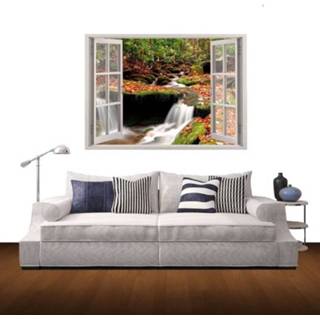 👉 Muursticker active Muurdecoratie 3D-venster Landschap verwijderbare muurstickers, afmeting: 85cm x 60cm
