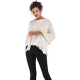 Pullover wit active Onregelmatige effen kleur omzoomde cape sjaal gebreide trui (kleur: maat: one size)