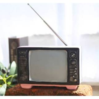 👉 Draagbare radio roze active Vintage TV Set Home Decoration Retro Craft Decoration, Stijl: Pink