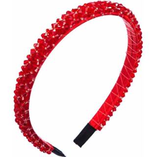 👉 Hoofdband rood stof kristal active 2 stuks handgemaakte fijne kristallen (rood)