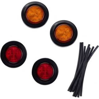 👉 Krimpkousen active 4 STUKS Truck Trailer Rode&Amber LED 2,5 inch ronde zijmarkeringsspeling achterlichtkits met krimpkous