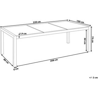 👉 Terrastafel zwart RVS grijs Tuintafel gebrand graniet/RVS 220 x 100 cm GROSSETO 4260580930753