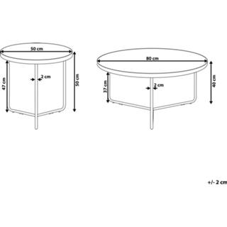Salontafel bruin zwart Lichte Houtkleur set van 2 lichtbruin/zwart MELODY M/L 4251682219525
