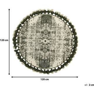 👉 Vloerkleed groen crème/groen ø120 cm KAHTA 4251682228183