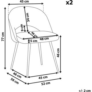 👉 Eetkamerstoel grijs fluweel set van 2 VIVIAN 4251682243919
