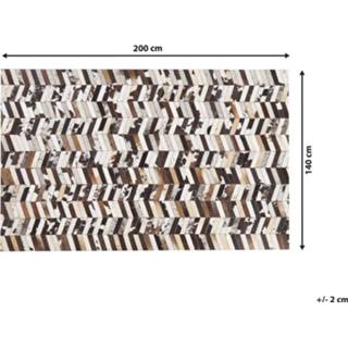 👉 Vloerkleed bruin wit leer bruin/wit 140 x 200 cm AKYELE 4251682249355