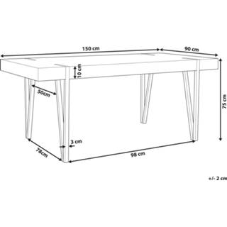 👉 Eettafel zwart grijs betonlook/zwart 150 x 90 cm ADENA 4251682249928