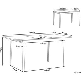 👉 Eettafel zwart 120/160 x 80 cm uitschuifbaar NORLEY 4251682252126