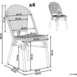 👉 Terrasstoel blauw wit Tuinstoel set van 4 blauw/wit RIFREDDO 4251682262002