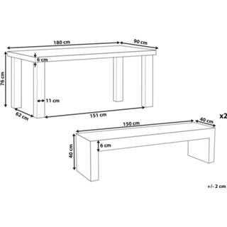 👉 Tuinset grijs met 2 U-vormige banken betonlook TARANTO 4251682243872