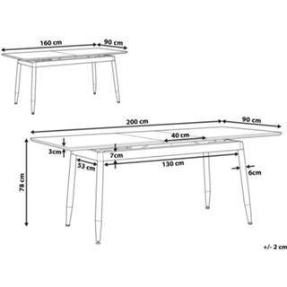 👉 Eettafel zwart goud Donkere Houtkleur zwart/goud 160/200 x 80 cm uitschuifbaar CALIFORNIA 4251682243452