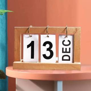 👉 Kalender houtkleur houten active Creatieve eenvoudige flip Desktop Office decoratie (houtkleur)
