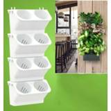 👉 Plantenbak groen wit active Binnenhuisarchitectuur Plantenmuur Bloempot Woonkamer Balkon Verticaal Stereo Combinatie Wandhangende Pot, Afmeting: 24x14x57 cm (Wit)