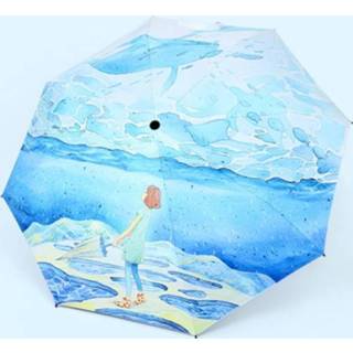 👉 Paraplu vinyl small active Art Fresh Umbrella Opvouwbare zon en regen voor tweeërlei gebruik Zonbescherming UV-bescherming parasol (Underwater World)