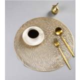👉 Placemat PVC goud active 2 stuks mode ronde holle placemats tafelmatten koffiekopje pad (goud)