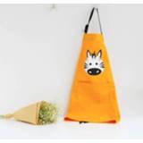 👉 Schort gele s active kinderen Cartoon dier katoenen mouwloze kiel ouder-kind schort, maat: kinderschort (donkergele zebra)