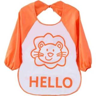 👉 Schort oranje active baby's Cartoon Baby Smock Anti-jurk om te eten (oranje)