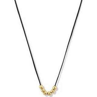 👉 Halsketting zwart gouden active Katoenen Collier 14k Bolletjes | Lengte 60 cm