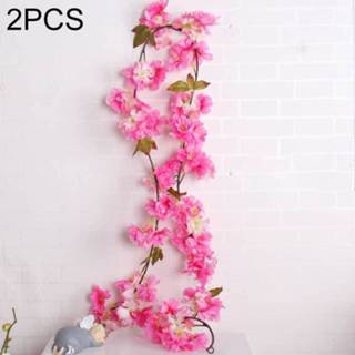 👉 Kunstbloem roze active decoratieve bloemen 2 STKS Kersenbloesem Interieur Achtergrond Muur Raamdecoratie, Lengte: 1,77 m (Donkerroze) 6019951035058