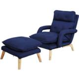 👉 Sofa blauw active F3 Lazy Armsteun Slaapkamer Vrije tijd Japanse opvouwbare stoffen fauteuil (donkerblauw)