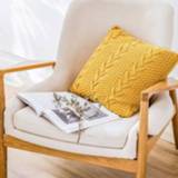 👉 Kussenslop wol active Home Gebreide Kussensloop, Kleur: Kurkuma, Afmeting: 45 x cm