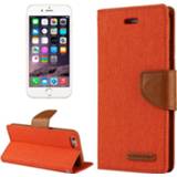 👉 Dagboek oranje canvas leer active GOOSPERY voor iPhone 6 Plus&6s Plus Textuur Horizontale Flip Leren Case met Kaartsleuven&Portemonnee&Houder (Oranje)